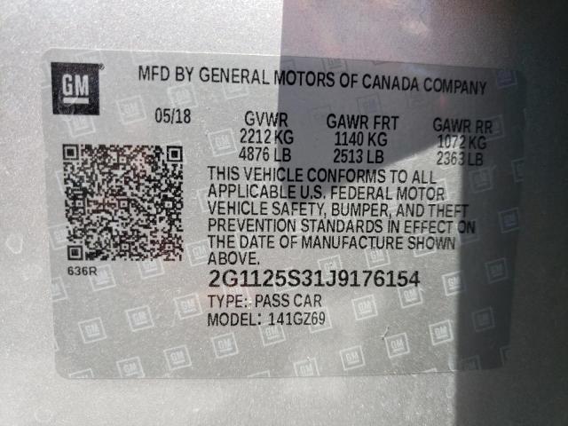 Photo 10 from auction – 2018 CHEVROLET IMPALA PRE with VIN 2G1125S31J9176154