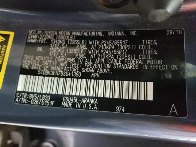 Photo 10 from auction – 2011 TOYOTA HIGHLANDER with VIN 5TDBK3EH7BS041390