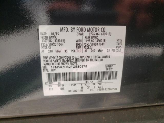 Photo 10 from auction – 2015 FORD EXPLORER X with VIN 1FM5K7D82FGB80375