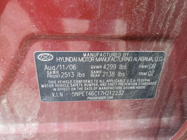 Photo 10 from auction – 2007 HYUNDAI SONATA with VIN 5NPET46C17H212232