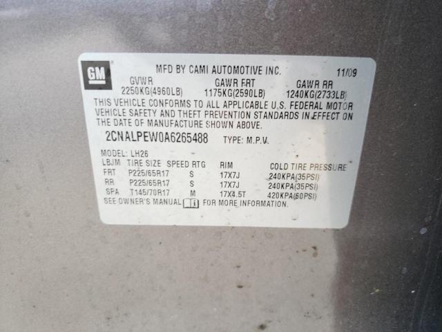 Photo 10 from auction – 2010 CHEVROLET EQUINOX LT with VIN 2CNALPEW0A6265488