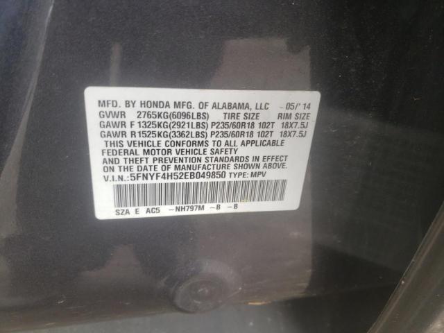 Photo 10 from auction – 2014 HONDA PILOT EXL with VIN 5FNYF4H52EB049850