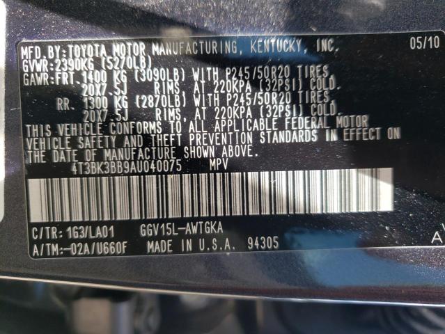 Photo 10 from auction – 2010 TOYOTA VENZA with VIN 4T3BK3BB9AU040075