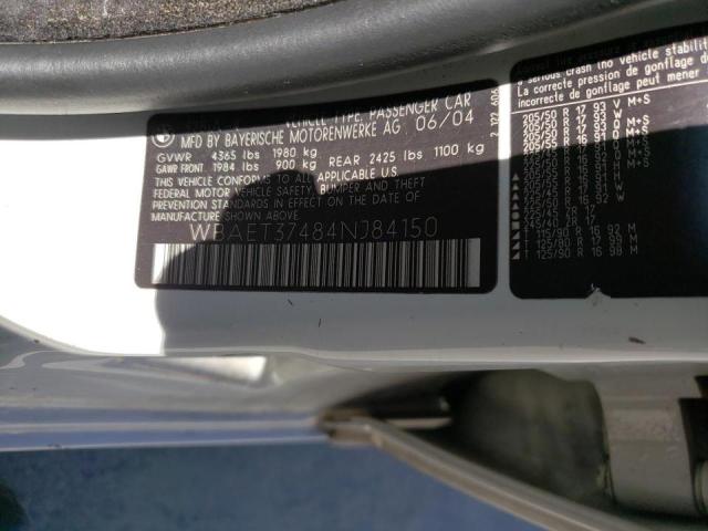 Photo 10 from auction – 2004 BMW 325 I with VIN WBAET37484NJ84150