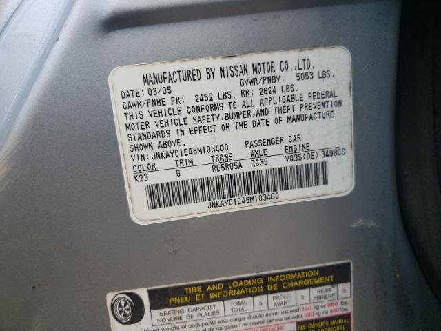 Photo 10 from auction – 2006 INFINITI M35 BASE with VIN JNKAY01E46M103400