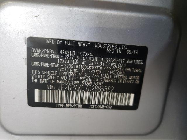 Photo 10 from auction – 2013 SUBARU XV CROSSTR with VIN JF2GPAKC7D2885882