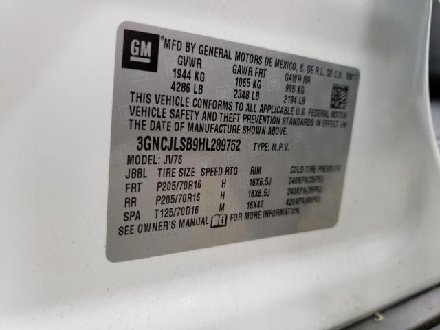Photo 10 from auction – 2017 CHEVROLET TRAX 1LT with VIN 3GNCJLSB9HL289752