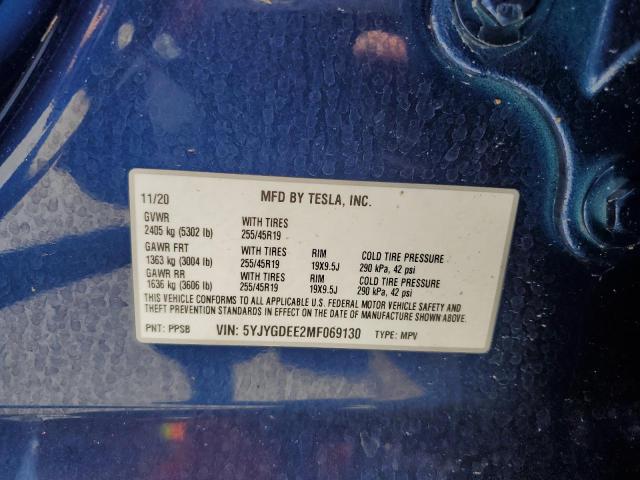 Photo 10 from auction – 2021 TESLA MODEL Y with VIN 5YJYGDEE2MF069130
