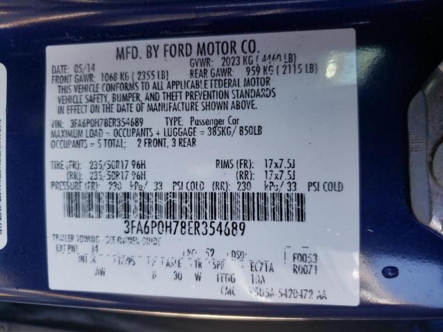 Photo 10 from auction – 2014 FORD FUSION SE with VIN 3FA6P0H78ER354689