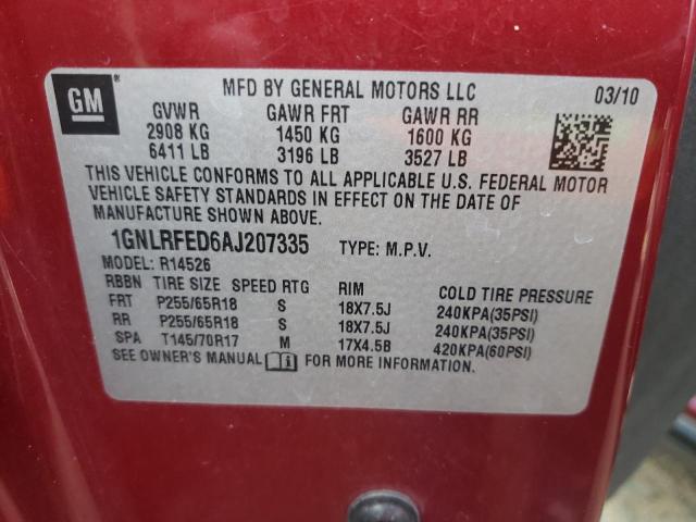 Photo 10 from auction – 2010 CHEVROLET TRAVERSE L with VIN 1GNLRFED6AJ207335