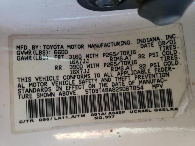 Photo 10 from auction – 2002 TOYOTA SEQUOIA LI with VIN 5TDBT48A82S067854