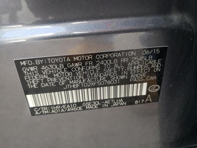 Photo 10 from auction – 2015 LEXUS IS 250 with VIN JTHBF1D2XF5078031