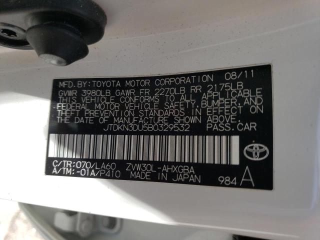 Photo 10 from auction – 2011 TOYOTA PRIUS with VIN JTDKN3DU5B0329532