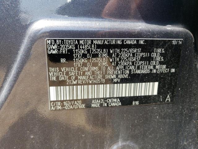 Photo 10 from auction – 2015 TOYOTA RAV4 XLE with VIN 2T3WFREV7FW140519
