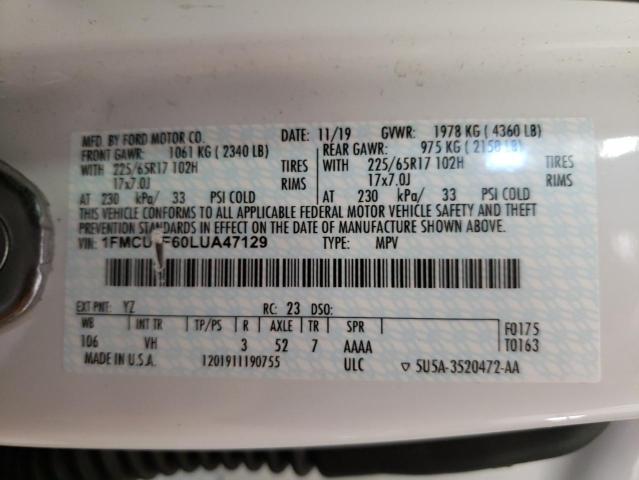 Photo 10 from auction – 2020 FORD ESCAPE S with VIN 1FMCU0F60LUA47129