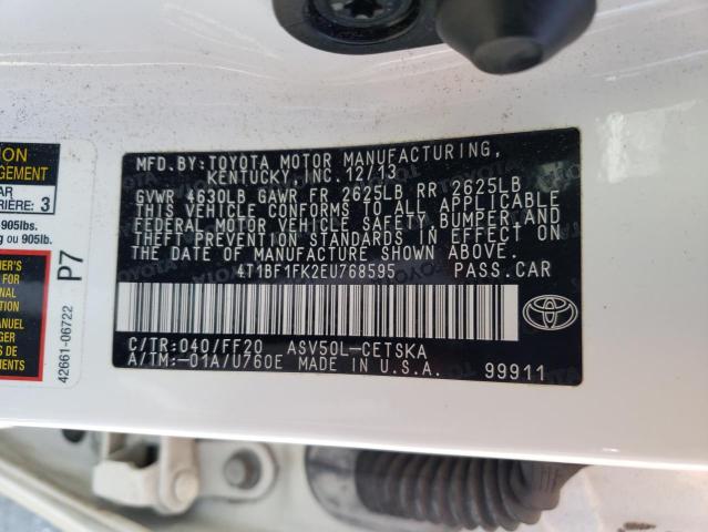 Photo 10 from auction – 2014 TOYOTA CAMRY L with VIN 4T1BF1FK2EU768595
