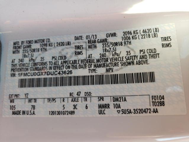 Photo 10 from auction – 2013 FORD ESCAPE SE with VIN 1FMCU0GX7DUC43626