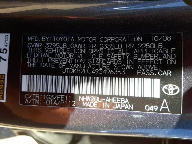 Photo 10 from auction – 2009 TOYOTA PRIUS with VIN JTDKB20U493496353