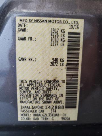 Photo 10 from auction – 2017 NISSAN ALTIMA 2.5 with VIN 1N4AL3AP0HC142888