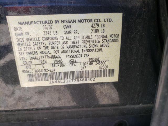 Photo 10 from auction – 2007 NISSAN ALTIMA 2.5 with VIN 1N4AL21E77N488402