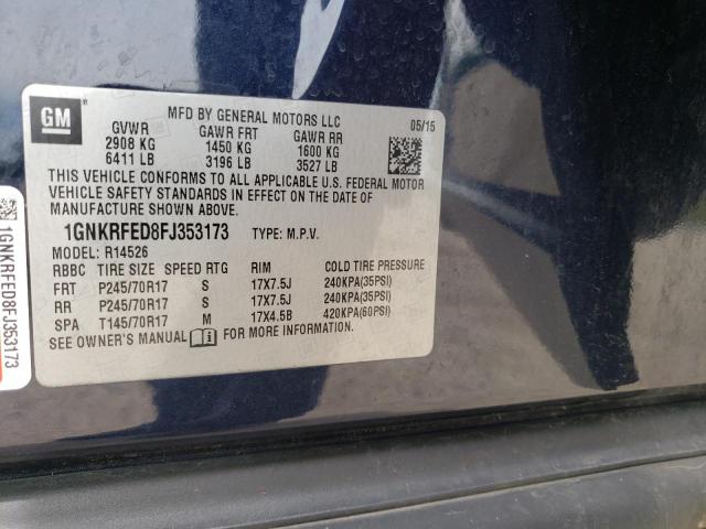 Photo 10 from auction – 2015 CHEVROLET TRAVERSE L with VIN 1GNKRFED8FJ353173