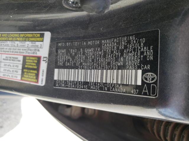 Photo 10 from auction – 2010 TOYOTA COROLLA BA with VIN 2T1BU4EE5AC397799