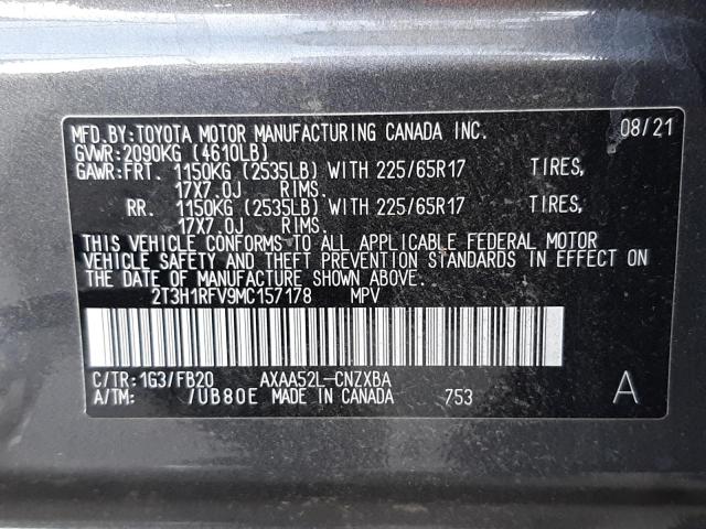 Photo 10 from auction – 2021 TOYOTA RAV4 LE with VIN 2T3H1RFV9MC157178