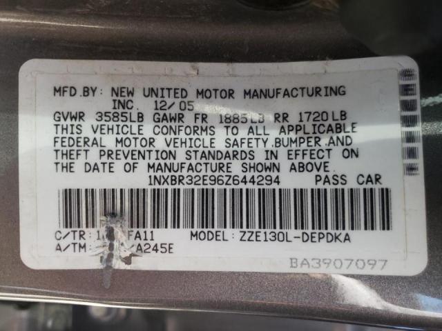Photo 10 from auction – 2006 TOYOTA COROLLA with VIN 1NXBR32E96Z644294