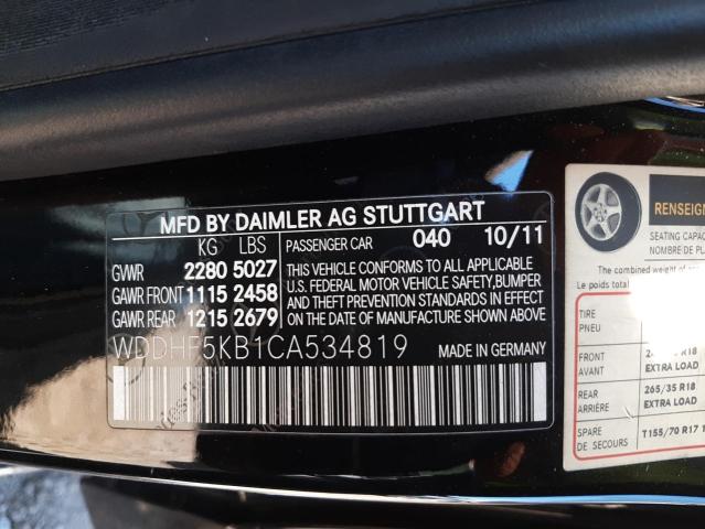 Photo 10 from auction – 2012 MERCEDES-BENZ E 350 with VIN WDDHF5KB1CA534819
