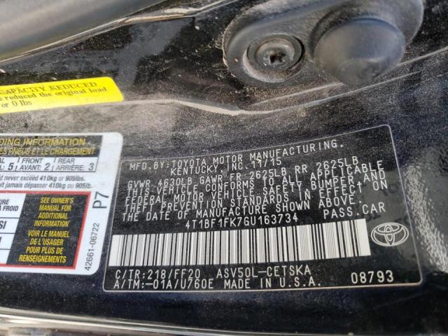 Photo 10 from auction – 2016 TOYOTA CAMRY LE with VIN 4T1BF1FK7GU163734