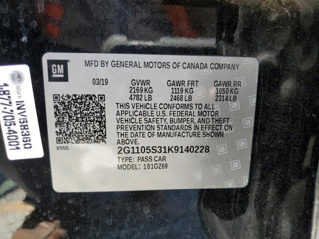 Photo 10 from auction – 2019 CHEVROLET IMPALA PRE with VIN 2G1105S31K9140228