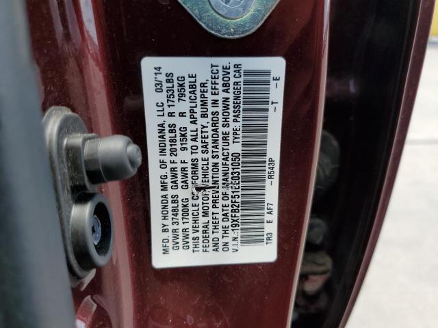 Photo 10 from auction – 2014 HONDA CIVIC LX with VIN 19XFB2F51EE031050