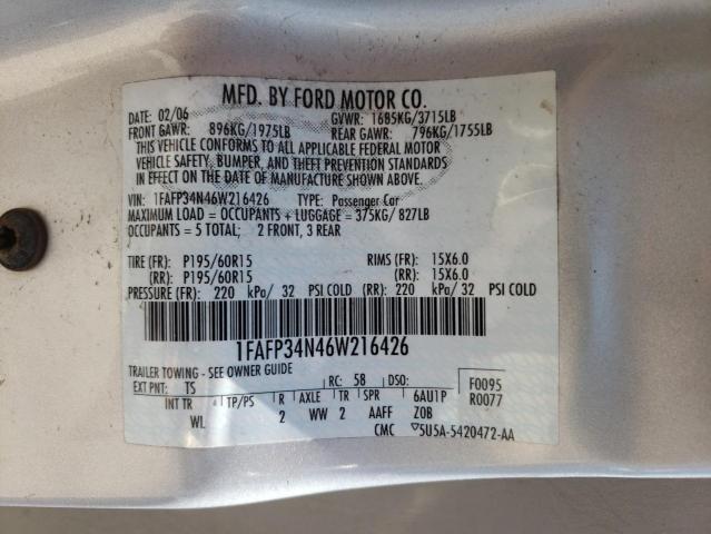 Photo 10 from auction – 2006 FORD FOCUS with VIN 1FAFP34N46W216426