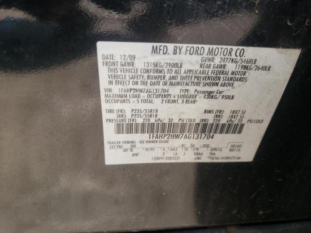 Photo 10 from auction – 2010 FORD TAURUS SEL with VIN 1FAHP2HW7AG131704