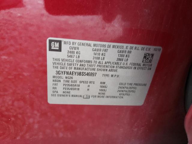 Photo 10 from auction – 2011 CADILLAC SRX LUXURY with VIN 3GYFNAEY9BS546897