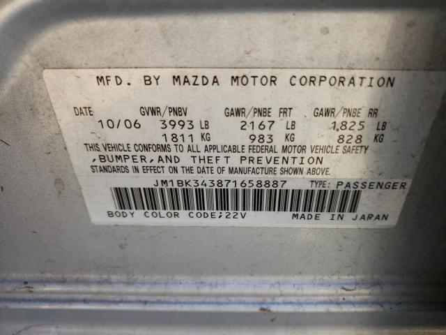 Photo 10 from auction – 2007 MAZDA 3 HATCHBAC with VIN JM1BK343871658887