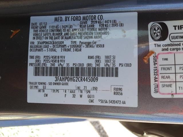 Photo 10 from auction – 2012 FORD FUSION SE with VIN 3FAHP0HG2CR445009