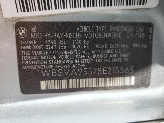 Photo 10 from auction – 2008 BMW M3 with VIN WBSVA93528E215563
