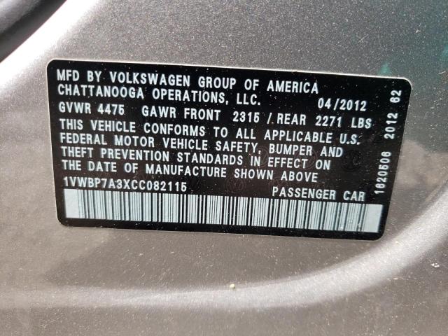 Photo 10 from auction – 2012 VOLKSWAGEN PASSAT SE with VIN 1VWBP7A3XCC082115