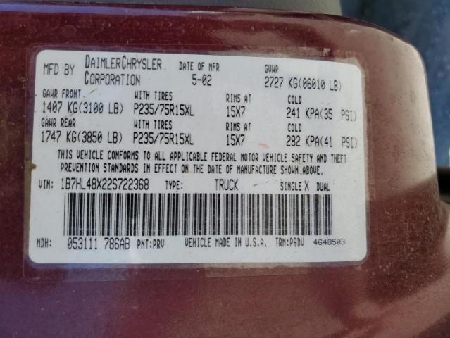 Photo 10 from auction – 2002 DODGE DAKOTA QUA with VIN 1B7HL48X22S722368