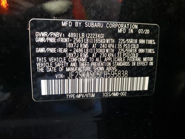 Photo 10 from auction – 2020 SUBARU FORESTER L with VIN JF2SKASC5LH595838
