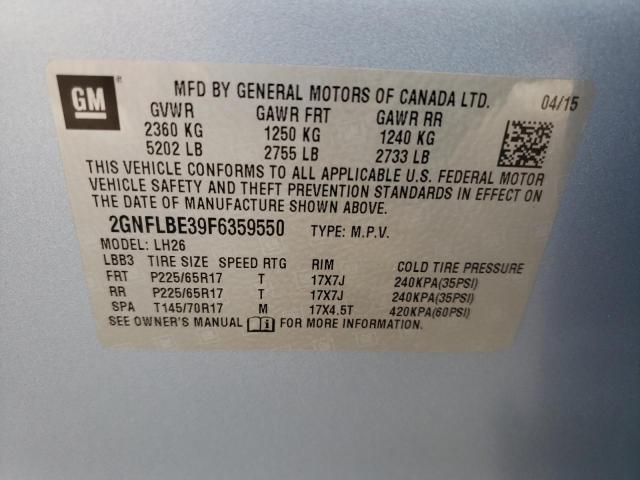 Photo 10 from auction – 2015 CHEVROLET EQUINOX LT with VIN 2GNFLBE39F6359550