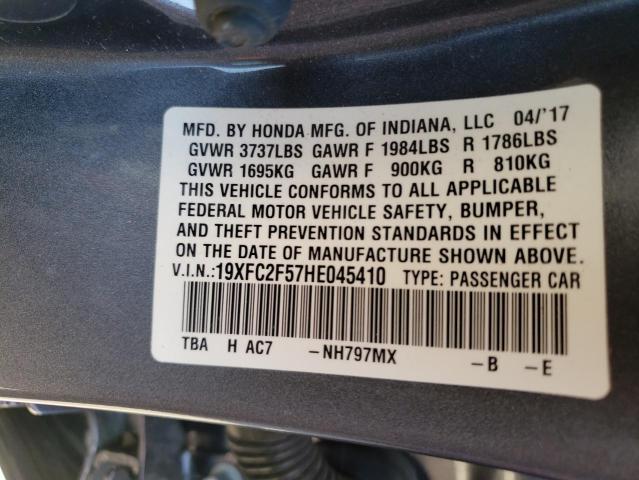 Photo 10 from auction – 2017 HONDA CIVIC LX with VIN 19XFC2F57HE045410
