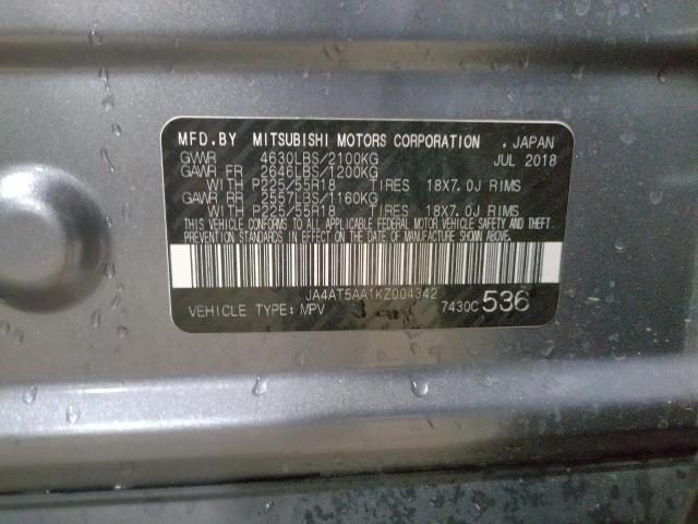 Photo 10 from auction – 2019 MITSUBISHI ECLIPSE CR with VIN JA4AT5AA1KZ004342