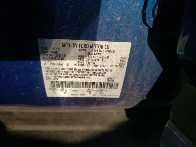 Photo 10 from auction – 2022 FORD EXPLORER X with VIN 1FMSK8DH7NGA49143