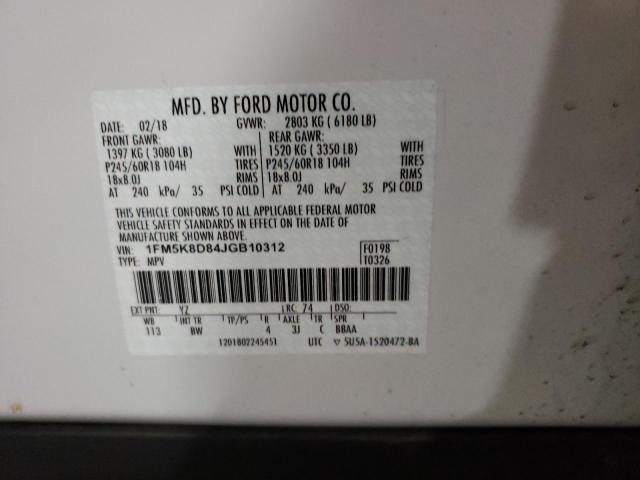 Photo 10 from auction – 2018 FORD EXPLORER X with VIN 1FM5K8D84JGB10312