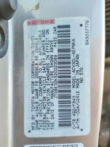 Photo 10 from auction – 2002 TOYOTA CAMRY LE with VIN JTDBE32K520023089
