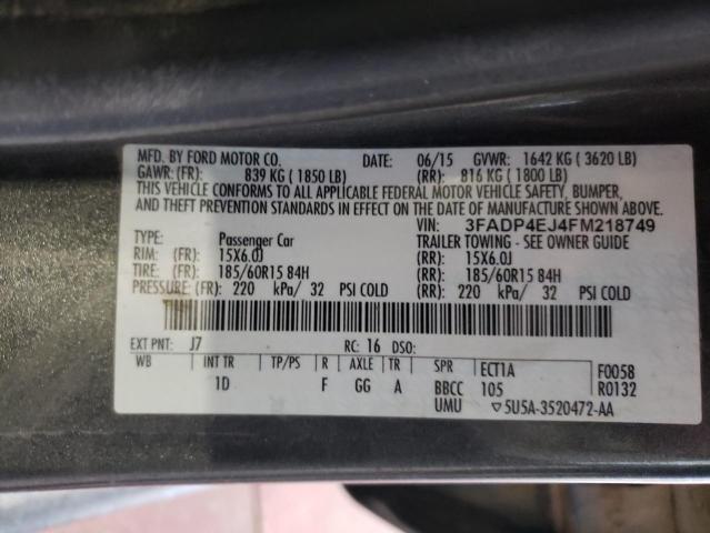 Photo 10 from auction – 2015 FORD FIESTA SE with VIN 3FADP4EJ4FM218749