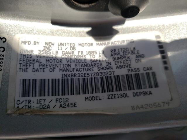 Photo 10 from auction – 2007 TOYOTA COROLLA with VIN 1NXBR32E57Z830237