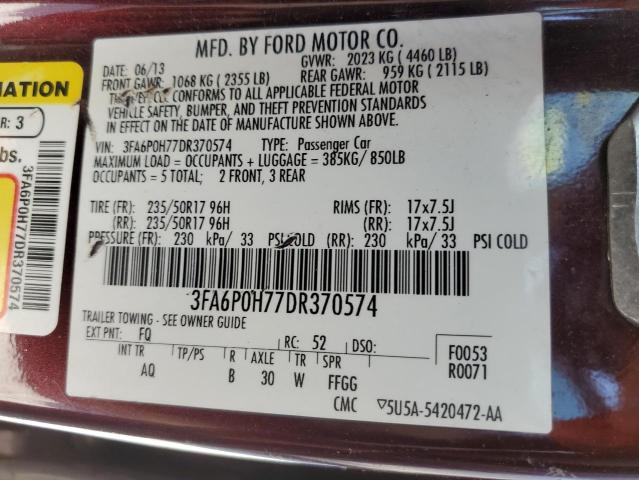 Photo 10 from auction – 2013 FORD FUSION SE with VIN 3FA6P0H77DR370574